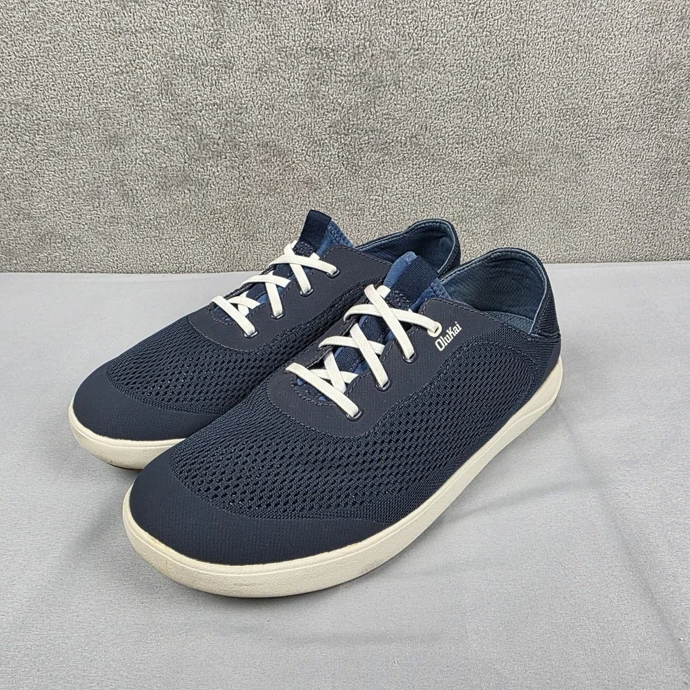 OluKai Moku Pae Boat Shoes Mens Size 10.5 Blue Mesh Lace Up Casual Sneakers